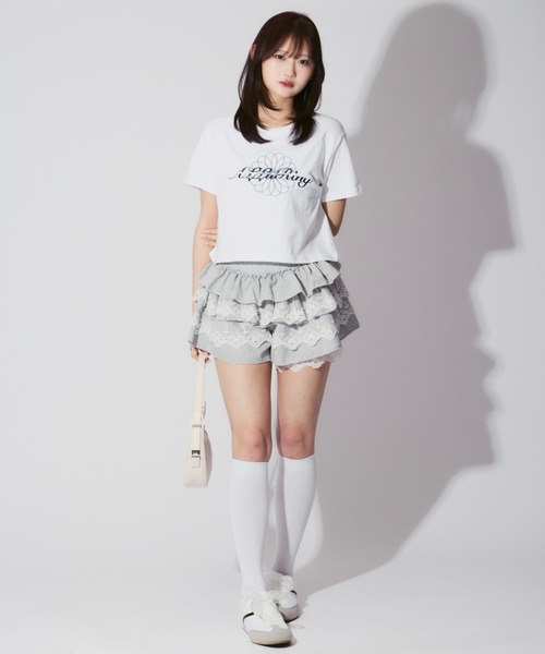 セール】Frillied Sweat Mini Skirt / フリルレーススウェット
