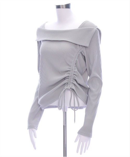 clear（クリア）の「サイドドロスト長袖リブカットソー［大人カジュアル 春ニット］≪SS新作≫（Tシャツ/カットソー・レディース・ライトグレー/アイボリー/ブラック・F）」の4枚目の写真