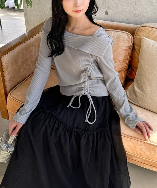 clear（クリア）の「サイドドロスト長袖リブカットソー［大人カジュアル 春ニット］≪SS新作≫（Tシャツ/カットソー・レディース・ライトグレー/アイボリー/ブラック・F）」の21枚目の写真