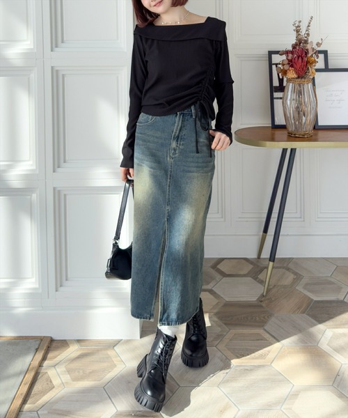 clear（クリア）の「サイドドロスト長袖リブカットソー［大人カジュアル 春ニット］≪SS新作≫（Tシャツ/カットソー・レディース・ライトグレー/アイボリー/ブラック・F）」の22枚目の写真