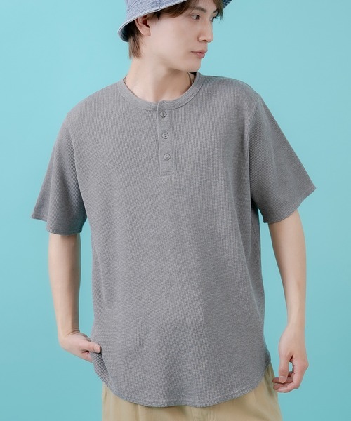 SIDEWAY STANCE(サイドウェイスタンス)の「【SIDEWAY STANCE】ワッフル ヘンリー ネック 半袖Tシャツ(Tシャツ/カットソー・メンズ・杢グレー/ホワイト/ブラック・X-LARGE/LARGE/MEDIUM/SMALL)」の3枚目の写真