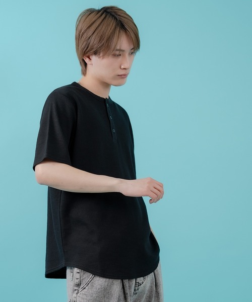 SIDEWAY STANCE(サイドウェイスタンス)の「【SIDEWAY STANCE】ワッフル ヘンリー ネック 半袖Tシャツ(Tシャツ/カットソー・メンズ・杢グレー/ホワイト/ブラック・X-LARGE/LARGE/MEDIUM/SMALL)」の9枚目の写真