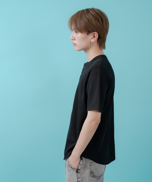 SIDEWAY STANCE(サイドウェイスタンス)の「【SIDEWAY STANCE】ワッフル ヘンリー ネック 半袖Tシャツ(Tシャツ/カットソー・メンズ・杢グレー/ホワイト/ブラック・X-LARGE/LARGE/MEDIUM/SMALL)」の10枚目の写真