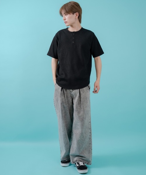 SIDEWAY STANCE(サイドウェイスタンス)の「【SIDEWAY STANCE】ワッフル ヘンリー ネック 半袖Tシャツ(Tシャツ/カットソー・メンズ・杢グレー/ホワイト/ブラック・X-LARGE/LARGE/MEDIUM/SMALL)」の12枚目の写真