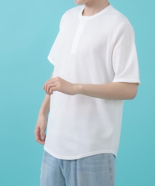 SIDEWAY STANCE(サイドウェイスタンス)の「【SIDEWAY STANCE】ワッフル ヘンリー ネック 半袖Tシャツ(Tシャツ/カットソー・メンズ・杢グレー/ホワイト/ブラック・X-LARGE/LARGE/MEDIUM/SMALL)」の4枚目の写真