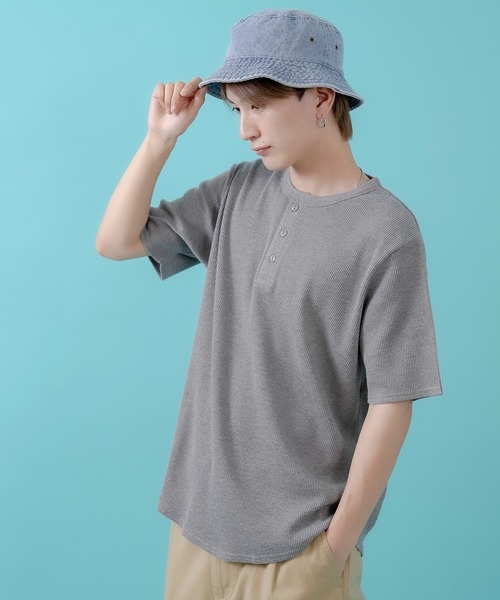 SIDEWAY STANCE(サイドウェイスタンス)の「【SIDEWAY STANCE】ワッフル ヘンリー ネック 半袖Tシャツ(Tシャツ/カットソー・メンズ・杢グレー/ホワイト/ブラック・X-LARGE/LARGE/MEDIUM/SMALL)」の13枚目の写真
