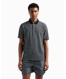 BIG XL ARMANI EXCHANGE ロゴ総柄 半袖ポロシャツ紺/白 ARMANI EXCHANGE ポロシャツ 「A|X アルマーニ エクスチェンジ