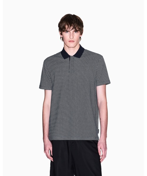 BIG XL ARMANI EXCHANGE ロゴ総柄 半袖ポロシャツ紺/白 大きいサイズ メンズ A/X ARMANI EXCHANGE アルマーニ
