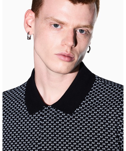 ARMANI EXCHANGE(アルマーニエクスチェンジ)の「【A|X アルマーニ エクスチェンジ】マイクロプリント 半袖ポロシャツ/REGULAR(ポロシャツ・メンズ・ネイビー系1/ブラック系1/ホワイト系1/ブラック・LARGE/SMALL/X-LARGE/X-SMALL/XX-LARGE/MEDIUM)」の7枚目の写真