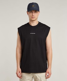 BOXY T-SHIRT/オーバーサイズワンポイントスリーブレスTシャツ