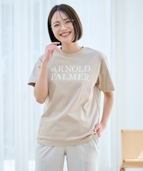 Arnold Palmer（アーノルドパーマー）の「フロッキーロゴ シェア 半袖 Tシャツ（Tシャツ/カットソー・レディース・ライトベージュ/ホワイト/チャコールグレー・L/M/S/XS/LL）」の3枚目の写真