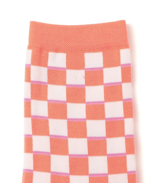 SHIPS（シップス）の「BLEUFORET:チェック パターン ソックス（ソックス/靴下・レディース・オレンジ/ネイビー・ONE SIZE）」の3枚目の写真