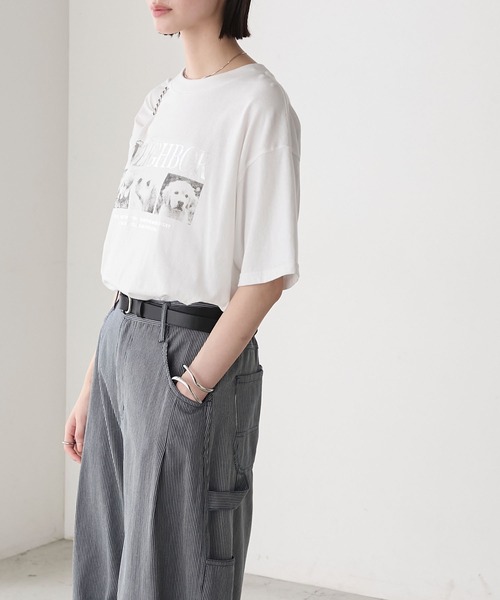 forksy.（フォルクシー）の「【forksy.】箔プリントロゴ×DOGグラフィック プリント 半袖Tシャツ（Tシャツ/カットソー・レディース・モカ/ブラック/オフホワイト/ライトイエロー・FREE）」の10枚目の写真
