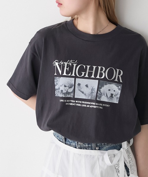 forksy.（フォルクシー）の「【forksy.】箔プリントロゴ×DOGグラフィック プリント 半袖Tシャツ（Tシャツ/カットソー・レディース・モカ/ブラック/オフホワイト/ライトイエロー・FREE）」の17枚目の写真