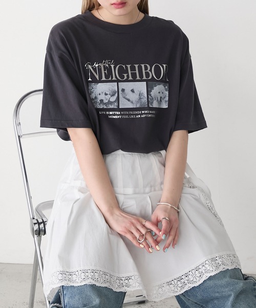 forksy.（フォルクシー）の「【forksy.】箔プリントロゴ×DOGグラフィック プリント 半袖Tシャツ（Tシャツ/カットソー・レディース・モカ/ブラック/オフホワイト/ライトイエロー・FREE）」の18枚目の写真