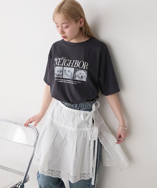 forksy.（フォルクシー）の「【forksy.】箔プリントロゴ×DOGグラフィック プリント 半袖Tシャツ（Tシャツ/カットソー・レディース・モカ/ブラック/オフホワイト/ライトイエロー・FREE）」の19枚目の写真