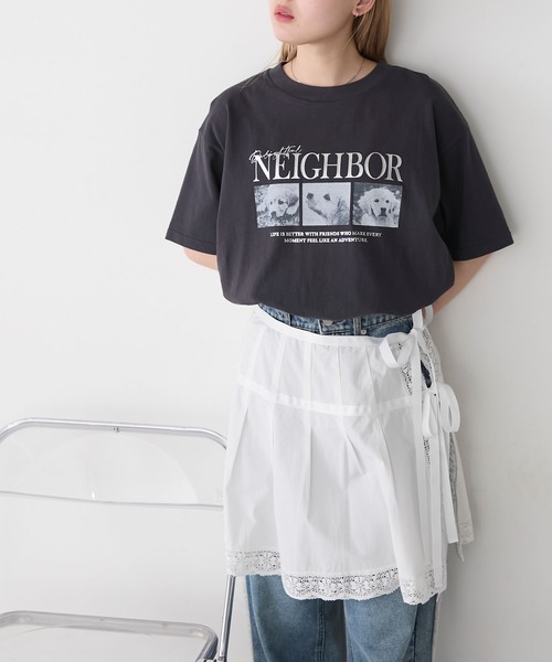forksy.（フォルクシー）の「【forksy.】箔プリントロゴ×DOGグラフィック プリント 半袖Tシャツ（Tシャツ/カットソー・レディース・モカ/ブラック/オフホワイト/ライトイエロー・FREE）」の20枚目の写真