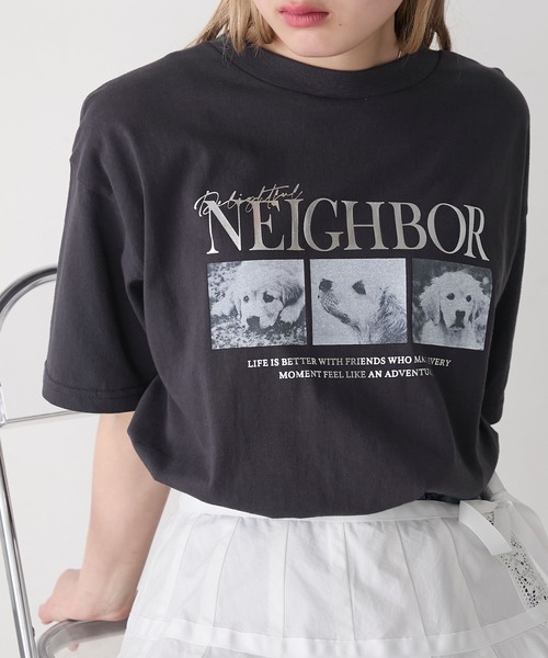 forksy.（フォルクシー）の「【forksy.】箔プリントロゴ×DOGグラフィック プリント 半袖Tシャツ（Tシャツ/カットソー・レディース・モカ/ブラック/オフホワイト/ライトイエロー・FREE）」の21枚目の写真