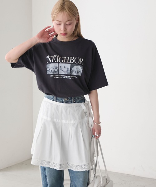 forksy.（フォルクシー）の「【forksy.】箔プリントロゴ×DOGグラフィック プリント 半袖Tシャツ（Tシャツ/カットソー・レディース・モカ/ブラック/オフホワイト/ライトイエロー・FREE）」の22枚目の写真