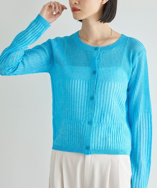 meilmada（メイルマダ）の「リブ切替シアーニットカーディガン（カーディガン/ボレロ・レディース・チャコールグレー/ベージュ/ブルー・FREE）」の15枚目の写真