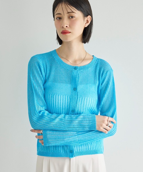 meilmada（メイルマダ）の「リブ切替シアーニットカーディガン（カーディガン/ボレロ・レディース・チャコールグレー/ベージュ/ブルー・FREE）」の16枚目の写真