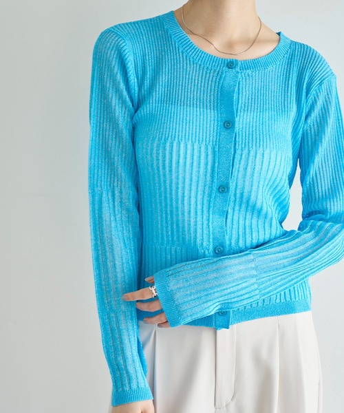 meilmada（メイルマダ）の「リブ切替シアーニットカーディガン（カーディガン/ボレロ・レディース・チャコールグレー/ベージュ/ブルー・FREE）」の17枚目の写真