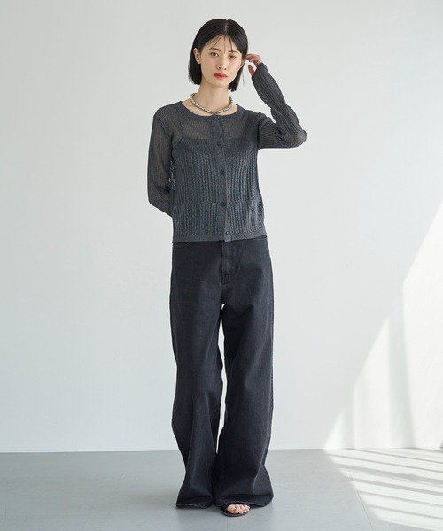 meilmada（メイルマダ）の「リブ切替シアーニットカーディガン（カーディガン/ボレロ・レディース・チャコールグレー/ベージュ/ブルー・FREE）」の10枚目の写真