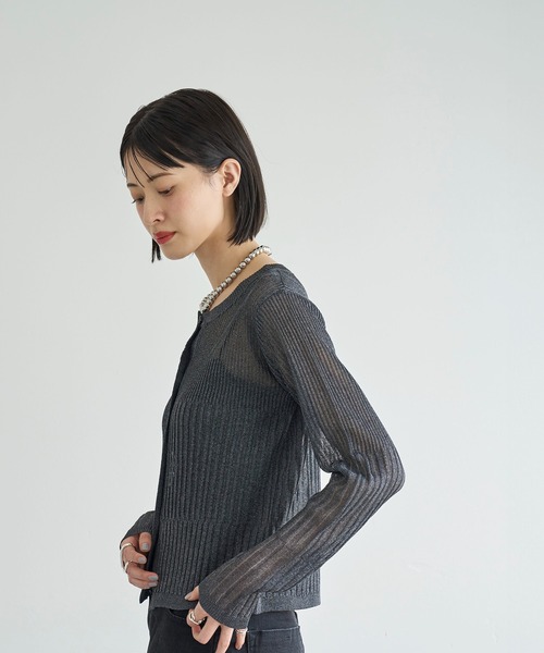 meilmada（メイルマダ）の「リブ切替シアーニットカーディガン（カーディガン/ボレロ・レディース・チャコールグレー/ベージュ/ブルー・FREE）」の7枚目の写真