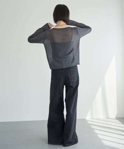 meilmada（メイルマダ）の「リブ切替シアーニットカーディガン（カーディガン/ボレロ・レディース・チャコールグレー/ベージュ/ブルー・FREE）」の12枚目の写真