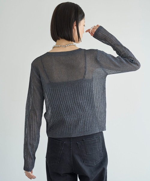 meilmada（メイルマダ）の「リブ切替シアーニットカーディガン（カーディガン/ボレロ・レディース・チャコールグレー/ベージュ/ブルー・FREE）」の8枚目の写真