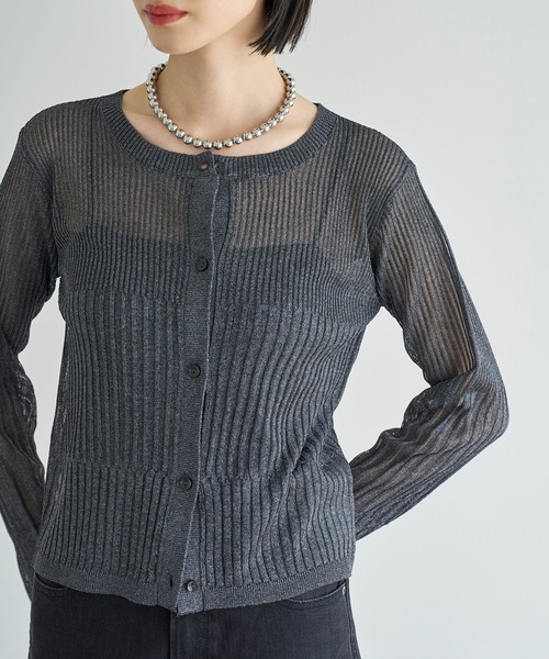 meilmada（メイルマダ）の「リブ切替シアーニットカーディガン（カーディガン/ボレロ・レディース・チャコールグレー/ベージュ/ブルー・FREE）」の4枚目の写真