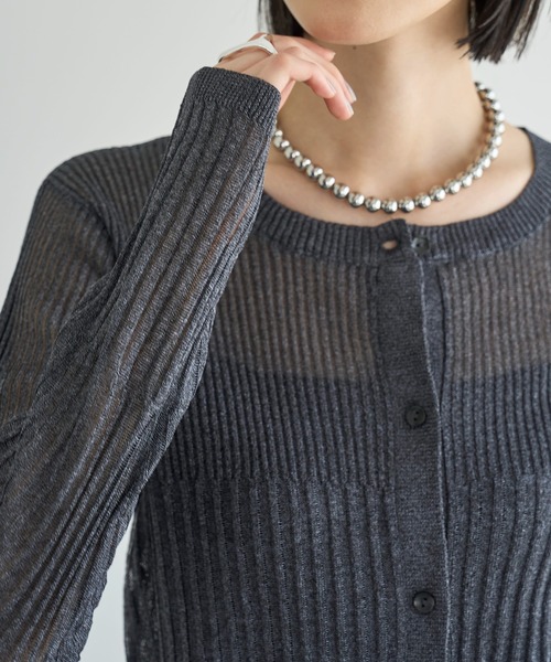 meilmada（メイルマダ）の「リブ切替シアーニットカーディガン（カーディガン/ボレロ・レディース・チャコールグレー/ベージュ/ブルー・FREE）」の13枚目の写真