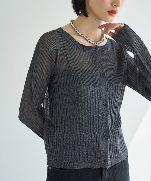 meilmada（メイルマダ）の「リブ切替シアーニットカーディガン（カーディガン/ボレロ・レディース・チャコールグレー/ベージュ/ブルー・FREE）」の9枚目の写真