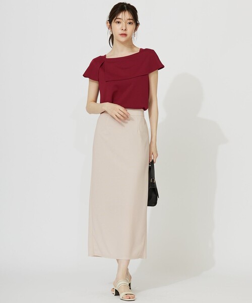 ANY SIS（エニィスィス）の「【UVケア ・ストレッチ・洗える】2WAYジョーゼットジャージーナロー スカート（スカート・レディース・アイボリー系/ダークグリーン系/ブラック系/黄土色系/ネイビー系・2）」の10枚目の写真