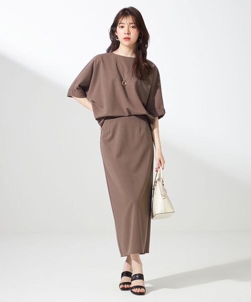 ANY SIS（エニィスィス）の「【UVケア ・ストレッチ・洗える】2WAYジョーゼットジャージーナロー スカート（スカート・レディース・アイボリー系/ダークグリーン系/ブラック系/黄土色系/ネイビー系・2）」の14枚目の写真