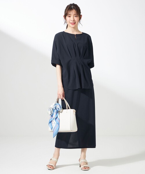 ANY SIS（エニィスィス）の「【UVケア ・ストレッチ・洗える】2WAYジョーゼットジャージーナロー スカート（スカート・レディース・アイボリー系/ダークグリーン系/ブラック系/黄土色系/ネイビー系・2）」の15枚目の写真