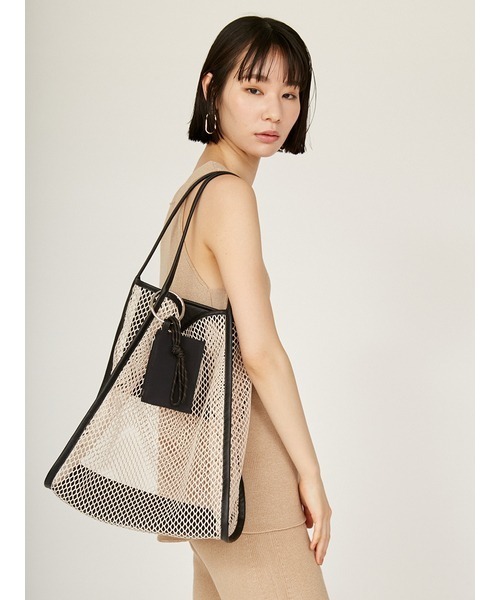 emmi（エミ）の「コットンメッシュトートバッグ（ショルダーバッグ・レディース・ネイビー/ブラウン/その他・FREE）」の3枚目の写真