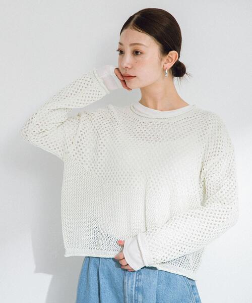 URBAN RESEARCH Sonny Label(アーバンリサーチサニーレーベル)の「スパンコールメッシュニットプルオーバー(ニット/セーター・レディース・グレー系その他/オフホワイト/イエロー・FREE)」の7枚目の写真