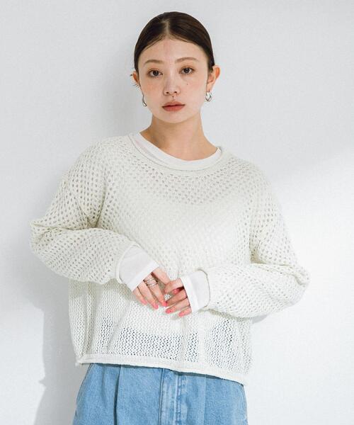 URBAN RESEARCH Sonny Label(アーバンリサーチサニーレーベル)の「スパンコールメッシュニットプルオーバー(ニット/セーター・レディース・グレー系その他/オフホワイト/イエロー・FREE)」の6枚目の写真