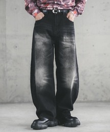 Vintage Wash Curve Wide Denim Pants / ビンテージウォッシュカーブワイドデニムパンツ