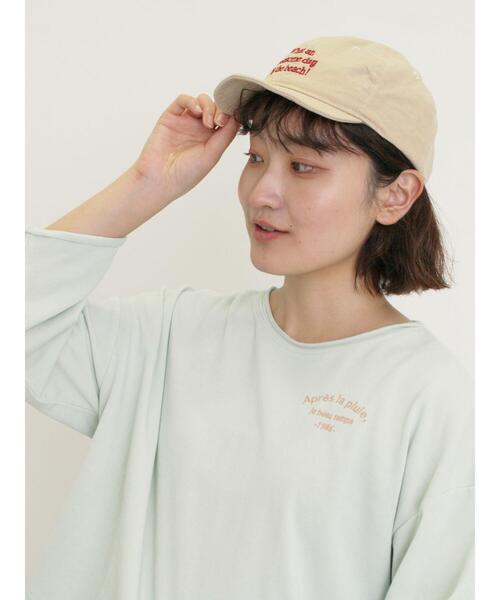 Samansa Mos2（サマンサ モスモス）の「インレイ裏毛カットオフロゴ刺繍カットソー（Tシャツ/カットソー・レディース・ミント/キナリ/グレー/チャコールグレー・F）」の4枚目の写真