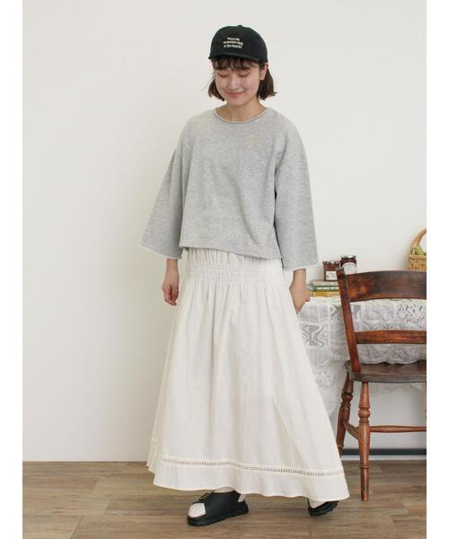 Samansa Mos2（サマンサ モスモス）の「インレイ裏毛カットオフロゴ刺繍カットソー（Tシャツ/カットソー・レディース・ミント/キナリ/グレー/チャコールグレー・F）」の8枚目の写真