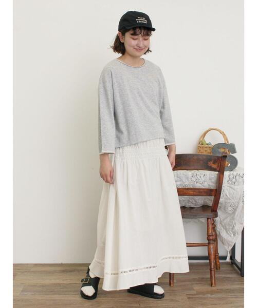Samansa Mos2（サマンサ モスモス）の「インレイ裏毛カットオフロゴ刺繍カットソー（Tシャツ/カットソー・レディース・ミント/キナリ/グレー/チャコールグレー・F）」の10枚目の写真
