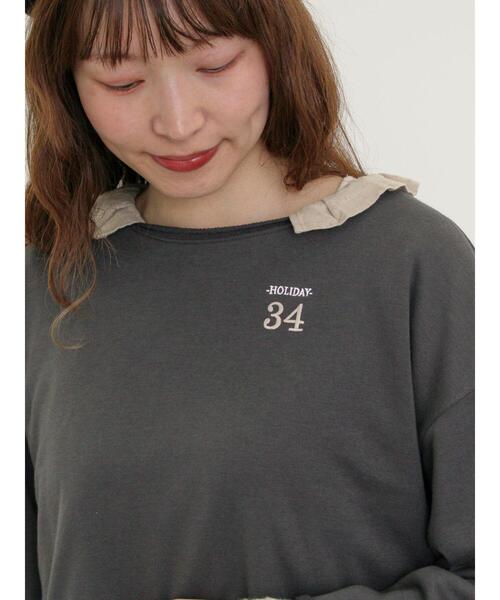 Samansa Mos2（サマンサ モスモス）の「インレイ裏毛カットオフロゴ刺繍カットソー（Tシャツ/カットソー・レディース・ミント/キナリ/グレー/チャコールグレー・F）」の12枚目の写真