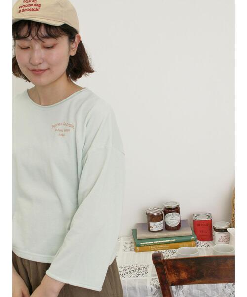 Samansa Mos2（サマンサ モスモス）の「インレイ裏毛カットオフロゴ刺繍カットソー（Tシャツ/カットソー・レディース・ミント/キナリ/グレー/チャコールグレー・F）」の18枚目の写真