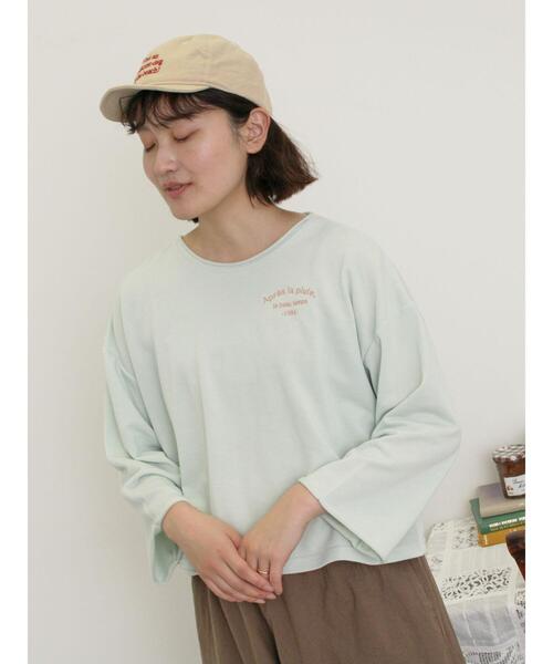 Samansa Mos2（サマンサ モスモス）の「インレイ裏毛カットオフロゴ刺繍カットソー（Tシャツ/カットソー・レディース・ミント/キナリ/グレー/チャコールグレー・F）」の19枚目の写真
