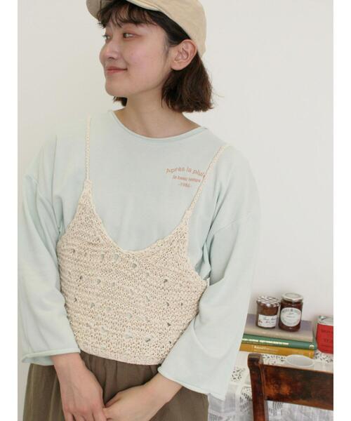 Samansa Mos2（サマンサ モスモス）の「インレイ裏毛カットオフロゴ刺繍カットソー（Tシャツ/カットソー・レディース・ミント/キナリ/グレー/チャコールグレー・F）」の20枚目の写真