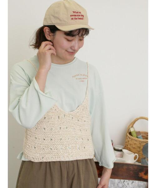 Samansa Mos2（サマンサ モスモス）の「インレイ裏毛カットオフロゴ刺繍カットソー（Tシャツ/カットソー・レディース・ミント/キナリ/グレー/チャコールグレー・F）」の21枚目の写真