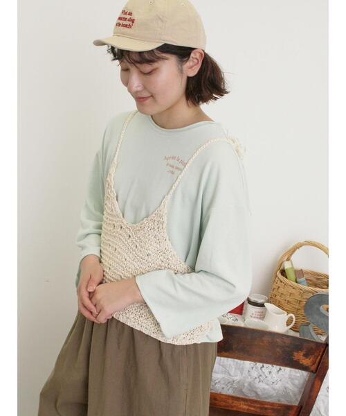 Samansa Mos2（サマンサ モスモス）の「インレイ裏毛カットオフロゴ刺繍カットソー（Tシャツ/カットソー・レディース・ミント/キナリ/グレー/チャコールグレー・F）」の22枚目の写真