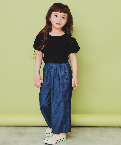 THE SHOP TK （ザ ショップ ティーケー ）の「【120-150】デニム＆花柄スカーチョ/ママとおそろい・洗濯機OK（その他パンツ・キッズ・ブラック系/サックスブルー/ネイビー・12/15 /13/14）」の4枚目の写真